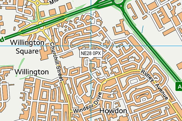 NE28 0PX map - OS VectorMap District (Ordnance Survey) NE28 0PX map - OS VectorMap District (Ordnance Survey)