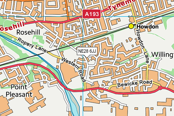NE28 6JJ map - OS VectorMap District (Ordnance Survey)