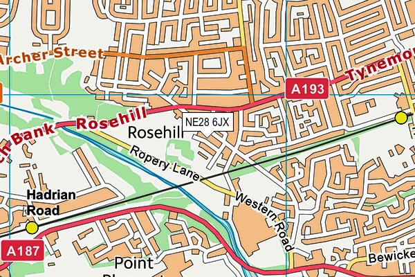 NE28 6JX map - OS VectorMap District (Ordnance Survey)