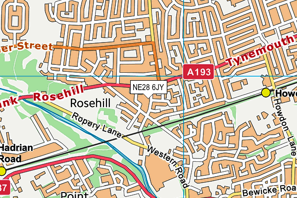 NE28 6JY map - OS VectorMap District (Ordnance Survey)