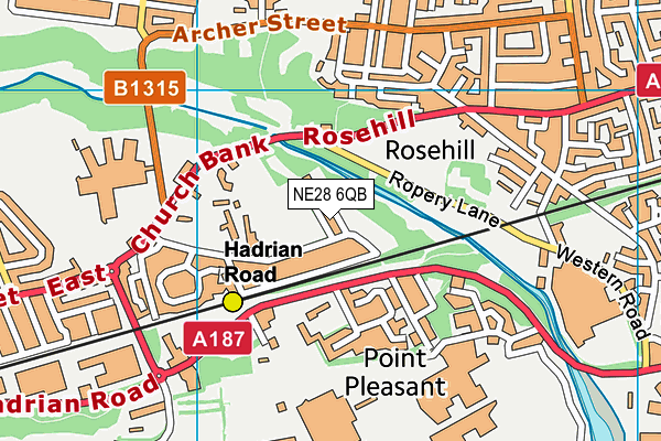 NE28 6QB map - OS VectorMap District (Ordnance Survey) NE28 6QB map - OS VectorMap District (Ordnance Survey)