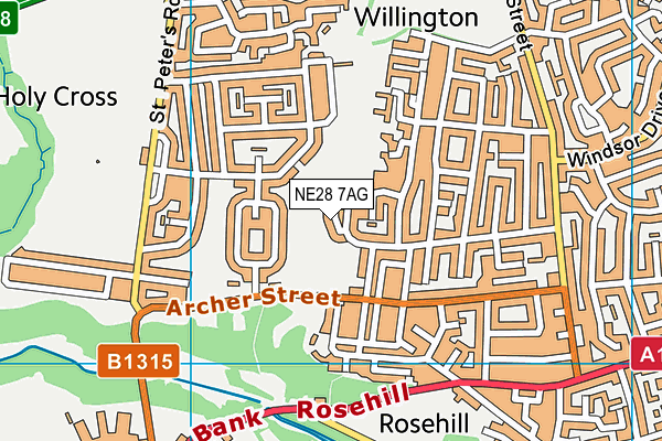 NE28 7AG map - OS VectorMap District (Ordnance Survey) NE28 7AG map - OS VectorMap District (Ordnance Survey)