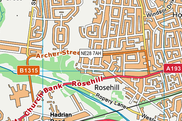 NE28 7AH map - OS VectorMap District (Ordnance Survey)