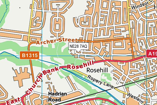NE28 7AQ map - OS VectorMap District (Ordnance Survey) NE28 7AQ map - OS VectorMap District (Ordnance Survey)