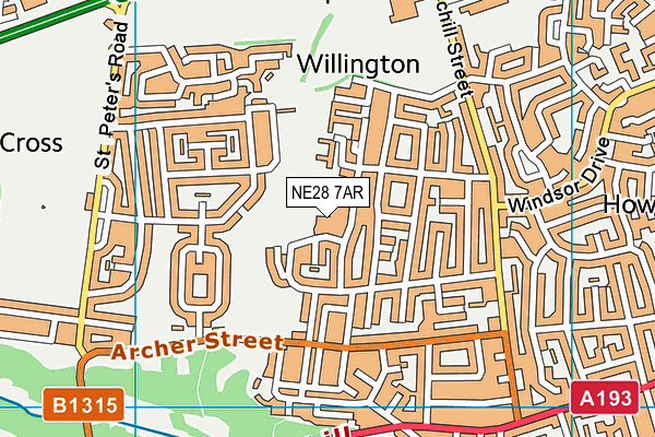 NE28 7AR map - OS VectorMap District (Ordnance Survey) NE28 7AR map - OS VectorMap District (Ordnance Survey)