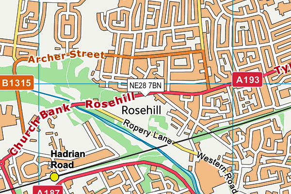 NE28 7BN map - OS VectorMap District (Ordnance Survey) NE28 7BN map - OS VectorMap District (Ordnance Survey)