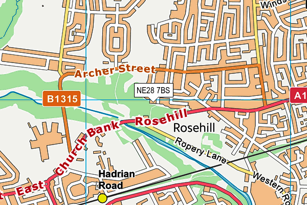 NE28 7BS map - OS VectorMap District (Ordnance Survey) NE28 7BS map - OS VectorMap District (Ordnance Survey)