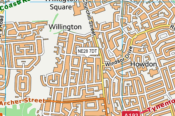 NE28 7DT map - OS VectorMap District (Ordnance Survey) NE28 7DT map - OS VectorMap District (Ordnance Survey)