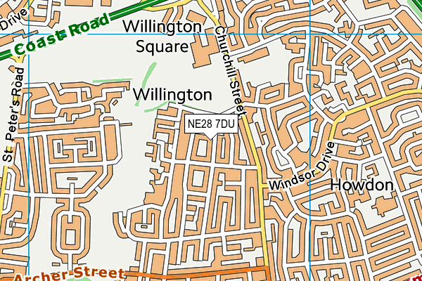 NE28 7DU map - OS VectorMap District (Ordnance Survey)