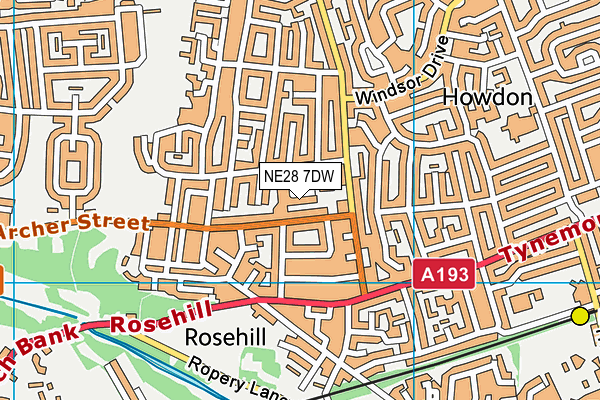 NE28 7DW map - OS VectorMap District (Ordnance Survey)