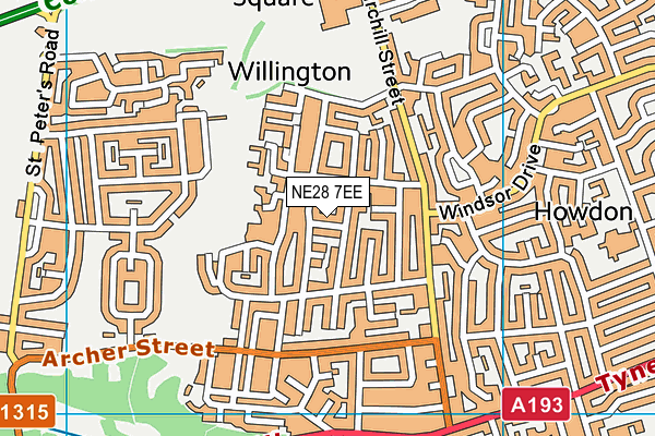 NE28 7EE map - OS VectorMap District (Ordnance Survey) NE28 7EE map - OS VectorMap District (Ordnance Survey)