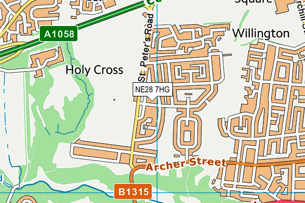 NE28 7HG map - OS VectorMap District (Ordnance Survey)