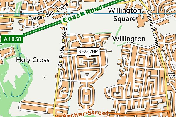 NE28 7HP map - OS VectorMap District (Ordnance Survey) NE28 7HP map - OS VectorMap District (Ordnance Survey)