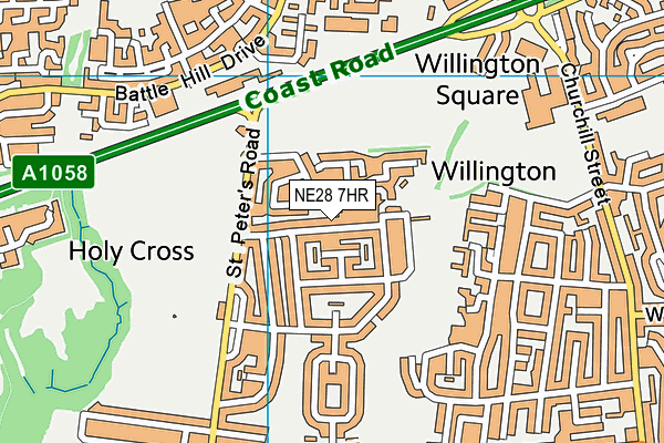 NE28 7HR map - OS VectorMap District (Ordnance Survey)
