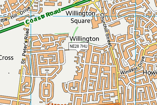 NE28 7HU map - OS VectorMap District (Ordnance Survey)