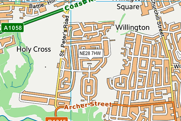 NE28 7HW map - OS VectorMap District (Ordnance Survey) NE28 7HW map - OS VectorMap District (Ordnance Survey)