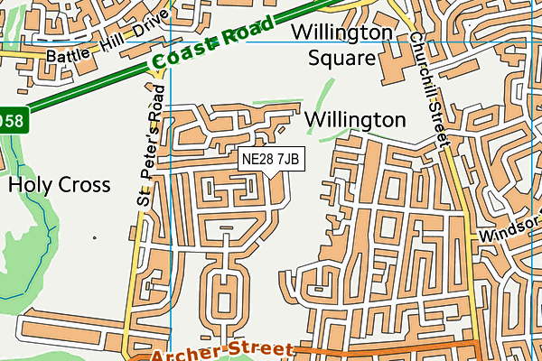 NE28 7JB map - OS VectorMap District (Ordnance Survey) NE28 7JB map - OS VectorMap District (Ordnance Survey)