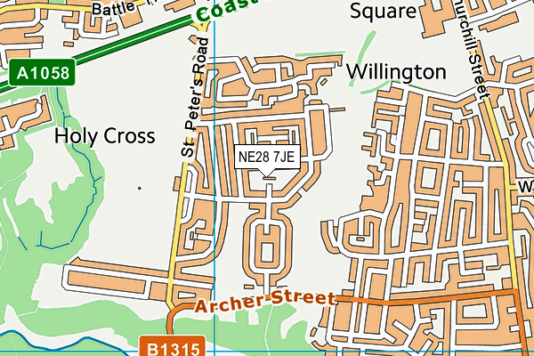 NE28 7JE map - OS VectorMap District (Ordnance Survey)