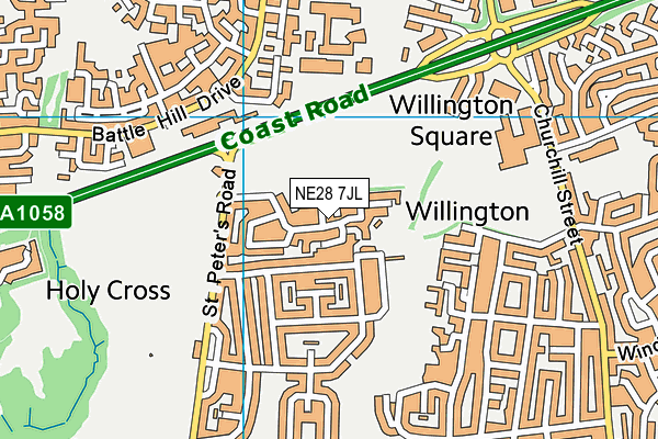 NE28 7JL map - OS VectorMap District (Ordnance Survey) NE28 7JL map - OS VectorMap District (Ordnance Survey)