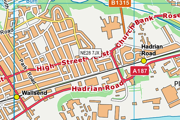 NE28 7JX map - OS VectorMap District (Ordnance Survey) NE28 7JX map - OS VectorMap District (Ordnance Survey)
