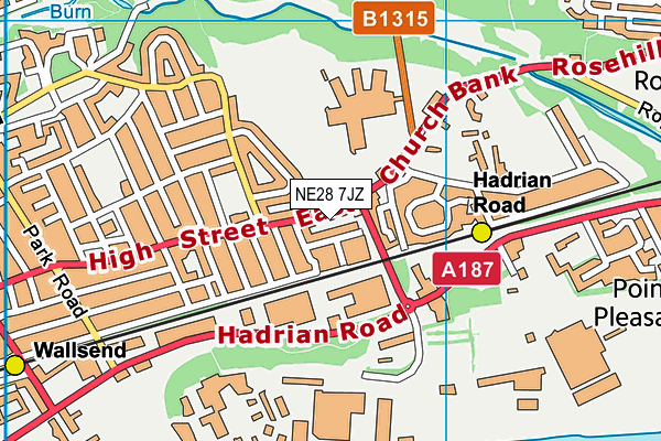 NE28 7JZ map - OS VectorMap District (Ordnance Survey) NE28 7JZ map - OS VectorMap District (Ordnance Survey)
