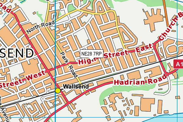 NE28 7RP map - OS VectorMap District (Ordnance Survey)