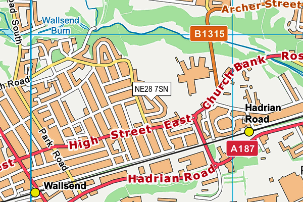 NE28 7SN map - OS VectorMap District (Ordnance Survey) NE28 7SN map - OS VectorMap District (Ordnance Survey)