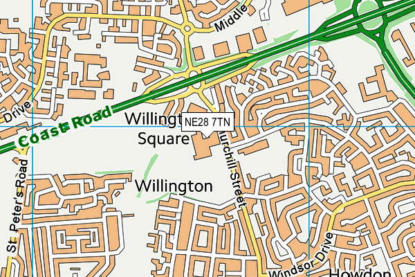 NE28 7TN map - OS VectorMap District (Ordnance Survey) NE28 7TN map - OS VectorMap District (Ordnance Survey)