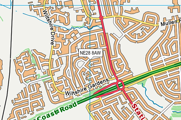 NE28 8AW map - OS VectorMap District (Ordnance Survey) NE28 8AW map - OS VectorMap District (Ordnance Survey)