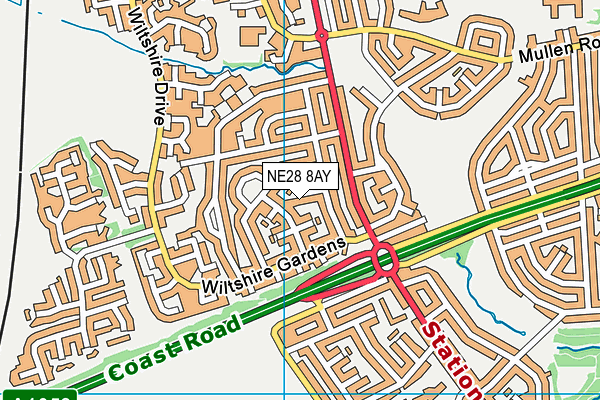 NE28 8AY map - OS VectorMap District (Ordnance Survey) NE28 8AY map - OS VectorMap District (Ordnance Survey)