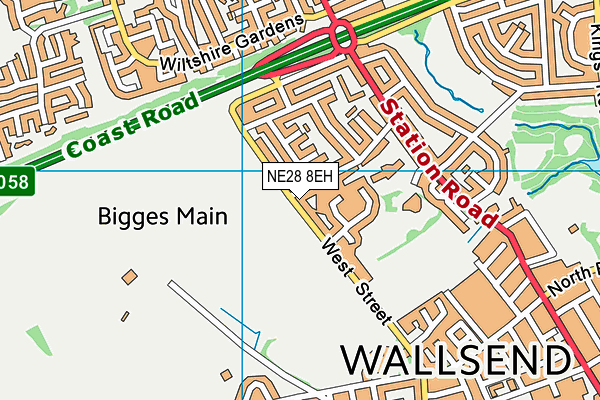 NE28 8EH map - OS VectorMap District (Ordnance Survey)