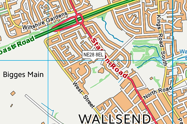 NE28 8EL map - OS VectorMap District (Ordnance Survey)