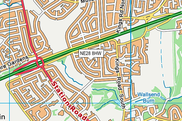 NE28 8HW map - OS VectorMap District (Ordnance Survey)