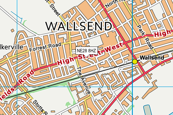 NE28 8HZ map - OS VectorMap District (Ordnance Survey)