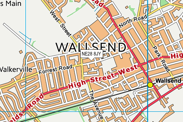 NE28 8JY map - OS VectorMap District (Ordnance Survey)