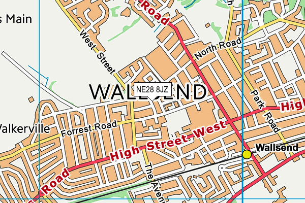 NE28 8JZ map - OS VectorMap District (Ordnance Survey)