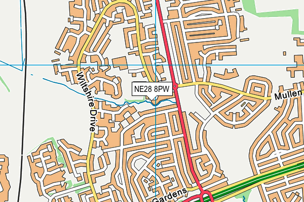 NE28 8PW map - OS VectorMap District (Ordnance Survey) NE28 8PW map - OS VectorMap District (Ordnance Survey)
