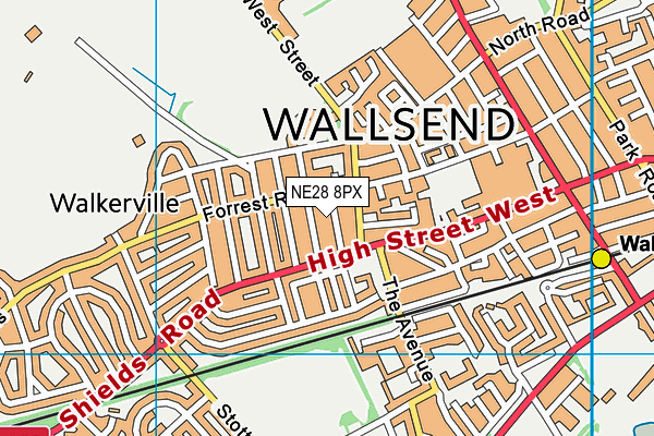 NE28 8PX map - OS VectorMap District (Ordnance Survey) NE28 8PX map - OS VectorMap District (Ordnance Survey)