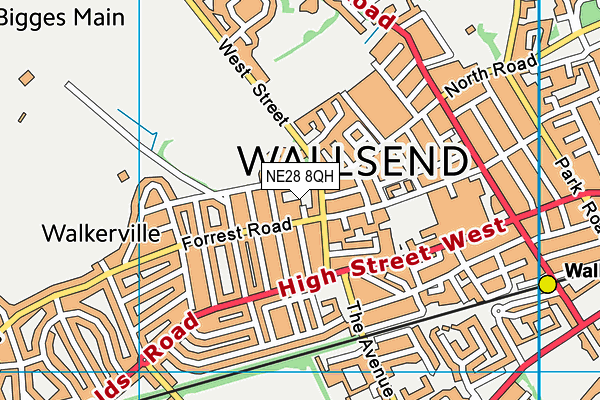 NE28 8QH map - OS VectorMap District (Ordnance Survey)