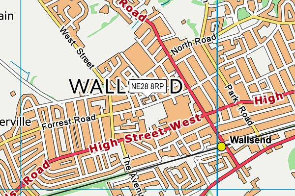 NE28 8RP map - OS VectorMap District (Ordnance Survey)
