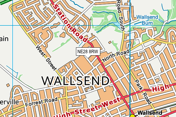 NE28 8RW map - OS VectorMap District (Ordnance Survey) NE28 8RW map - OS VectorMap District (Ordnance Survey)