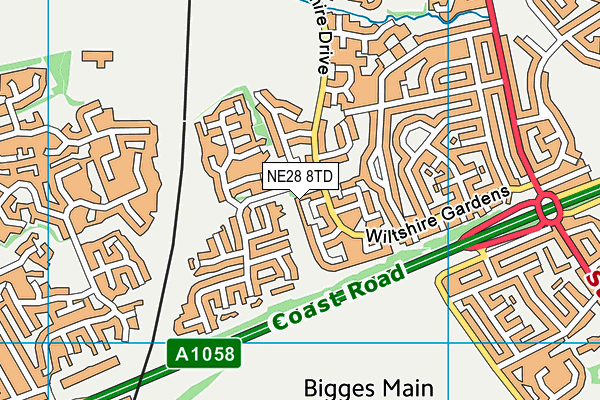 NE28 8TD map - OS VectorMap District (Ordnance Survey) NE28 8TD map - OS VectorMap District (Ordnance Survey)