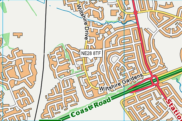 NE28 8TF map - OS VectorMap District (Ordnance Survey)