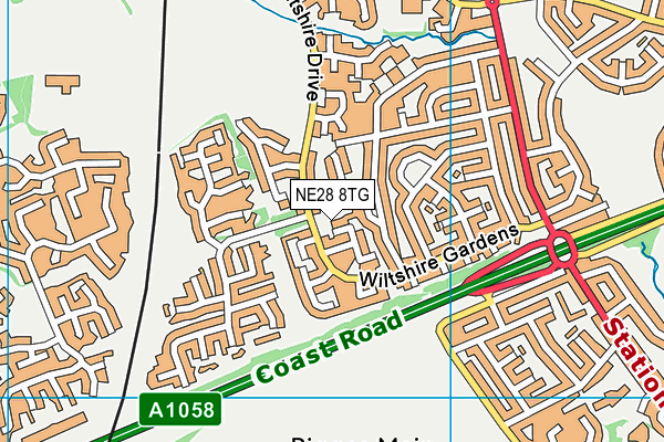 NE28 8TG map - OS VectorMap District (Ordnance Survey) NE28 8TG map - OS VectorMap District (Ordnance Survey)