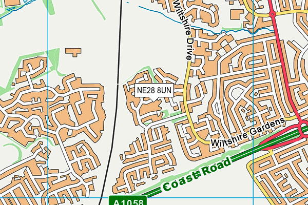 NE28 8UN map - OS VectorMap District (Ordnance Survey)