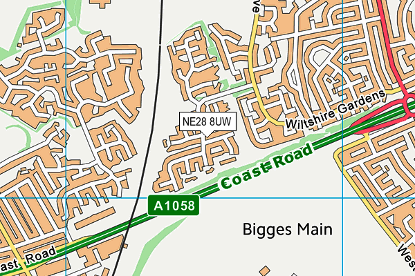 NE28 8UW map - OS VectorMap District (Ordnance Survey)