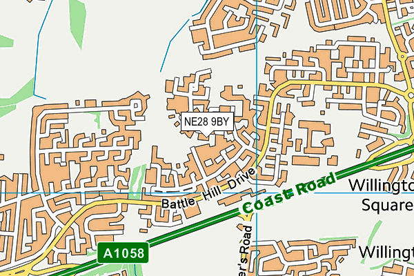 NE28 9BY map - OS VectorMap District (Ordnance Survey)