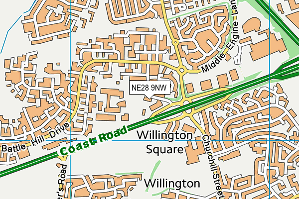 NE28 9NW map - OS VectorMap District (Ordnance Survey) NE28 9NW map - OS VectorMap District (Ordnance Survey)