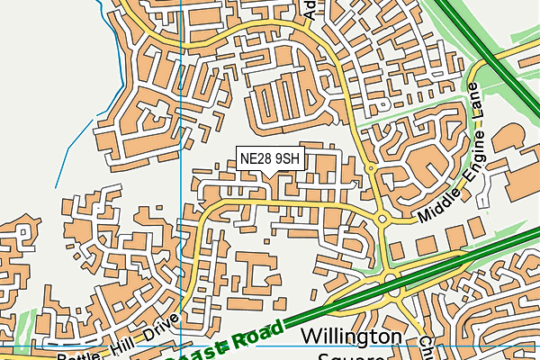 NE28 9SH map - OS VectorMap District (Ordnance Survey) NE28 9SH map - OS VectorMap District (Ordnance Survey)