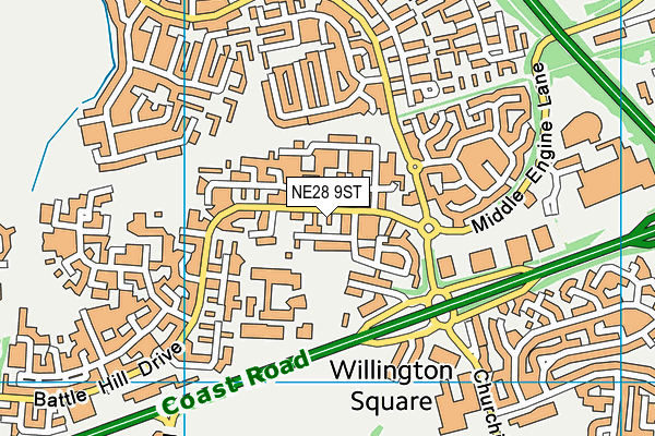 NE28 9ST map - OS VectorMap District (Ordnance Survey) NE28 9ST map - OS VectorMap District (Ordnance Survey)